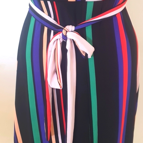 Euro Edit Size 40 (approx 14) Striped Stretch Dress with Belt Tie - Picture 5 of 7